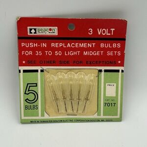 VTG NIP 3 Volt Beacon 5 Push-in Replacement Bulbs for Christmas Midget Sets 7017